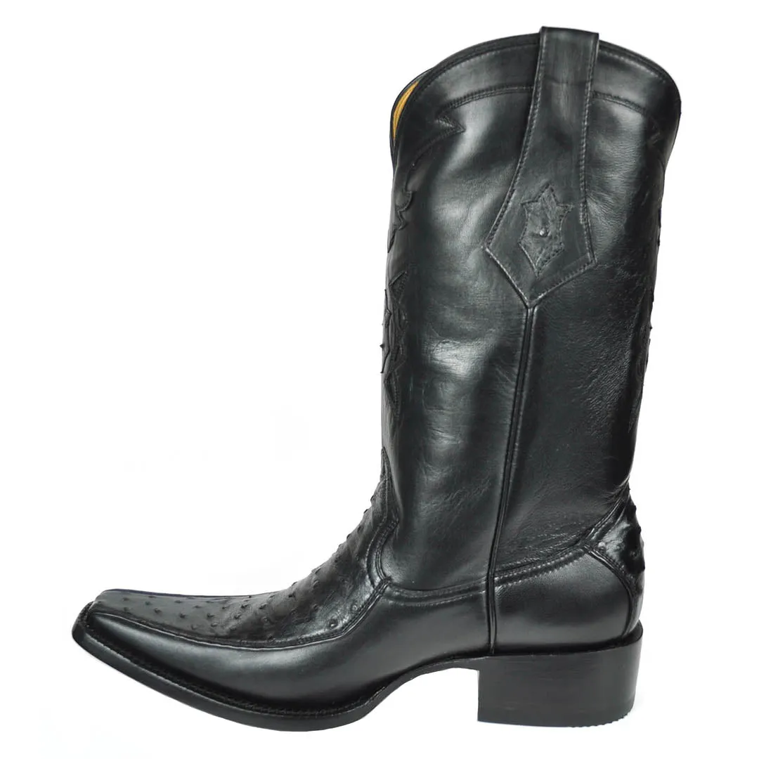 Vela Ostrich Spanish Toe Boot - Black