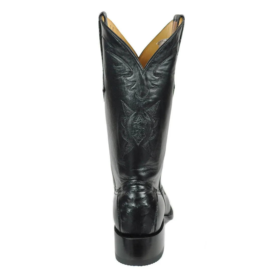 Vela Ostrich Spanish Toe Boot - Black