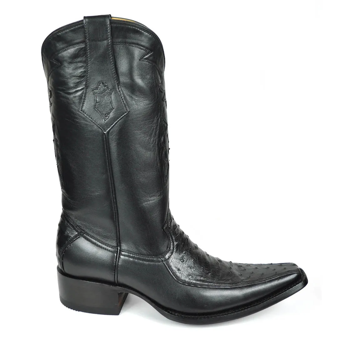 Vela Ostrich Spanish Toe Boot - Black