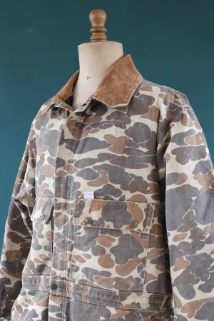 Vintage 1980s Carhartt coveralls - workwear overalls - woodland camo duck cotton - Union Made denim - 54" x 46" x 30
