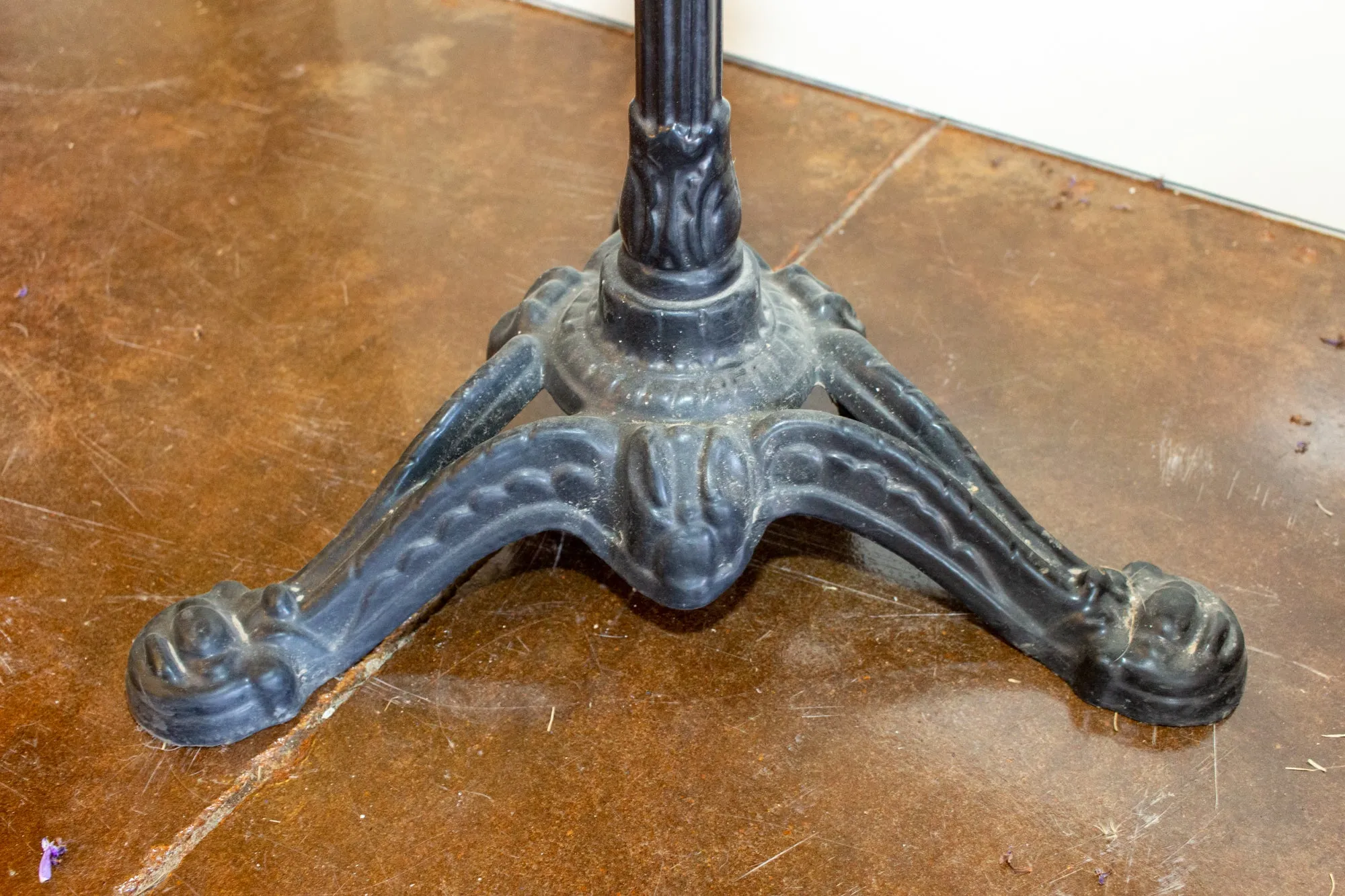 Vintage French Iron Base Bistro Tables with Square Fiberglass Faux "Stone" Top