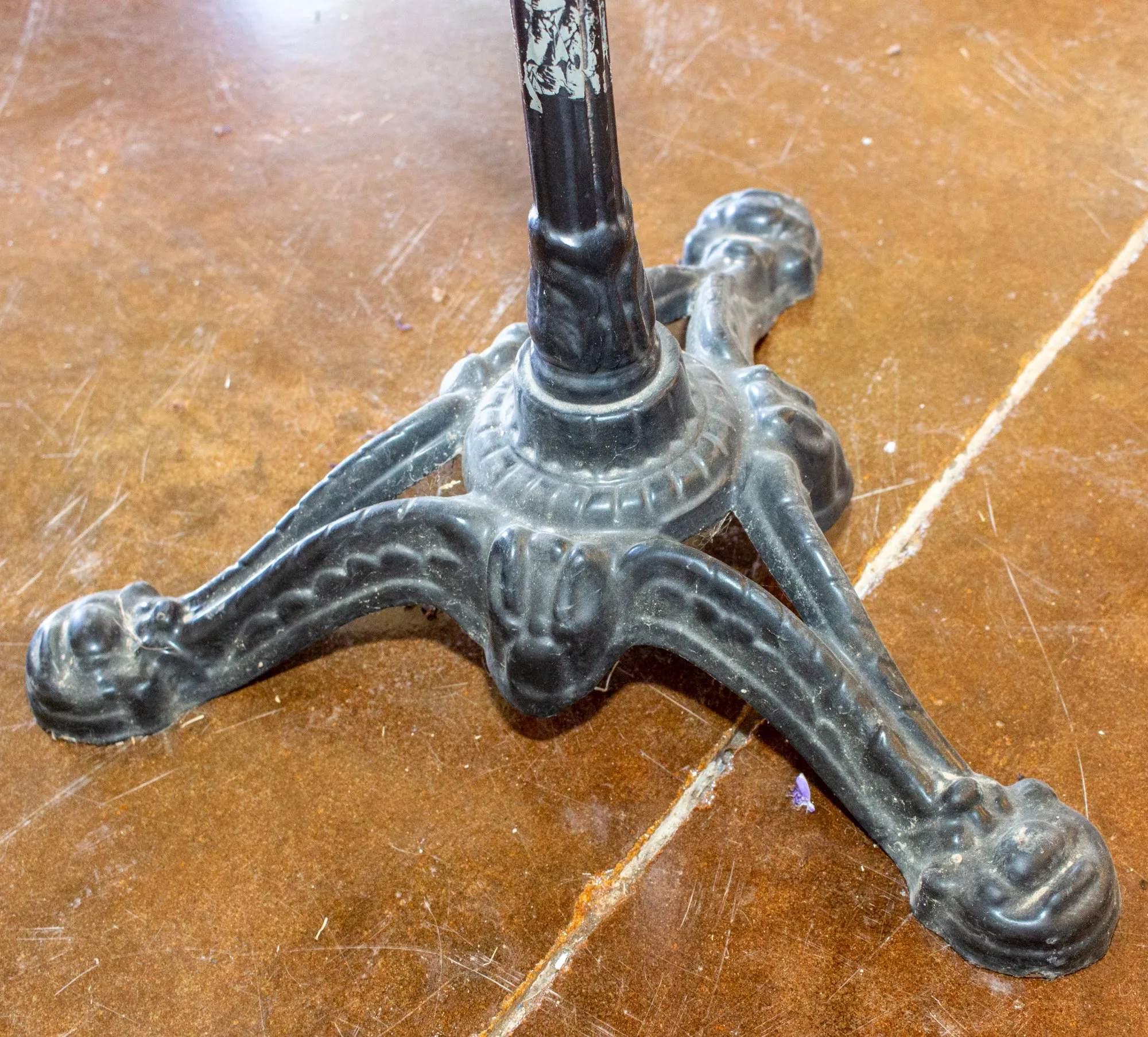 Vintage French Iron Base Bistro Tables with Square Fiberglass Faux "Stone" Top