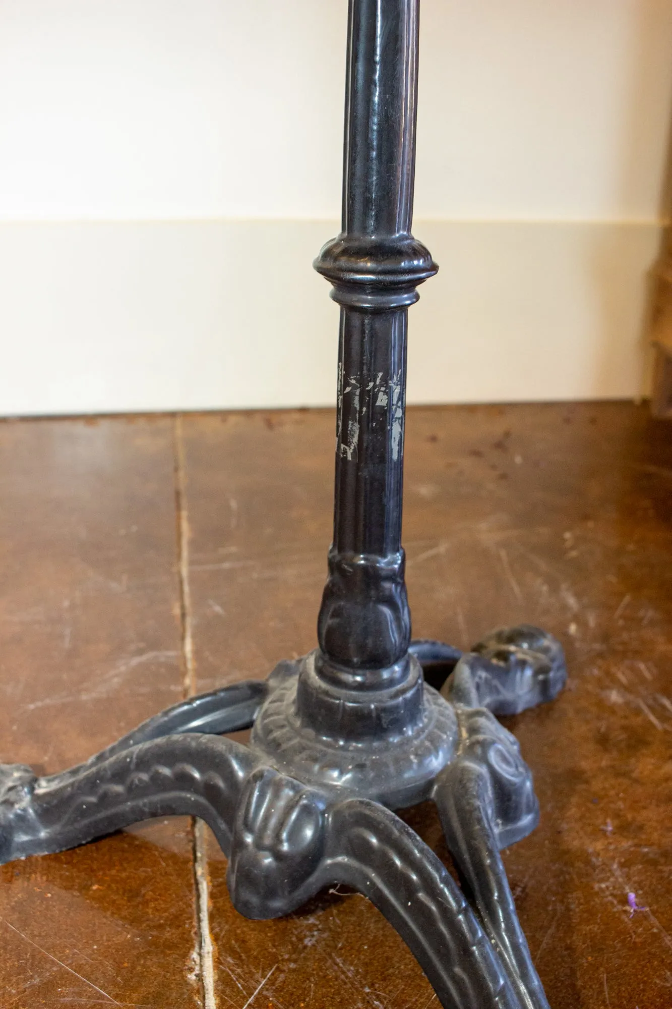 Vintage French Iron Base Bistro Tables with Square Fiberglass Faux "Stone" Top
