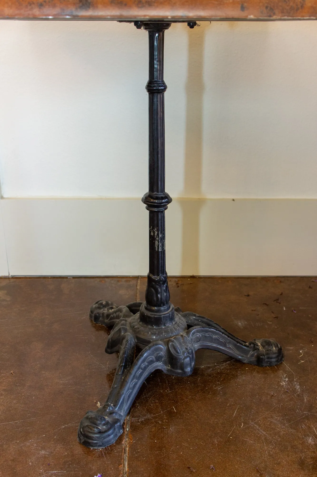 Vintage French Iron Base Bistro Tables with Square Fiberglass Faux "Stone" Top