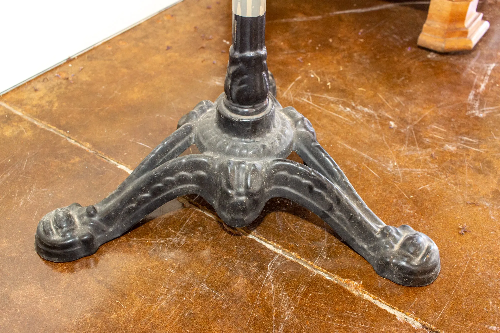 Vintage French Iron Base Bistro Tables with Square Fiberglass Faux "Stone" Top