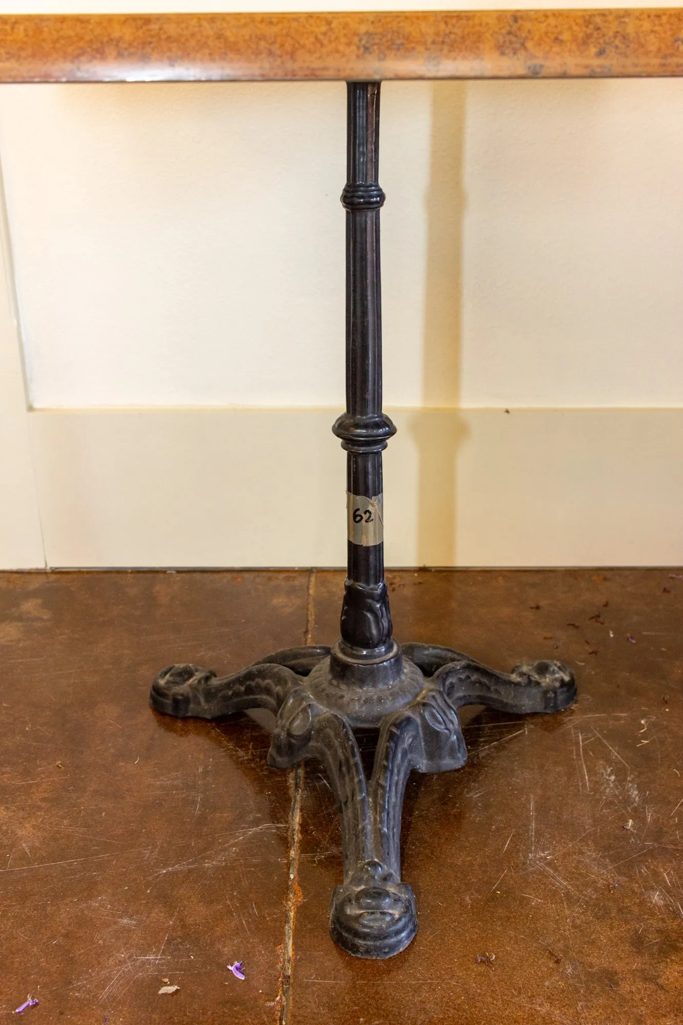 Vintage French Iron Base Bistro Tables with Square Fiberglass Faux "Stone" Top