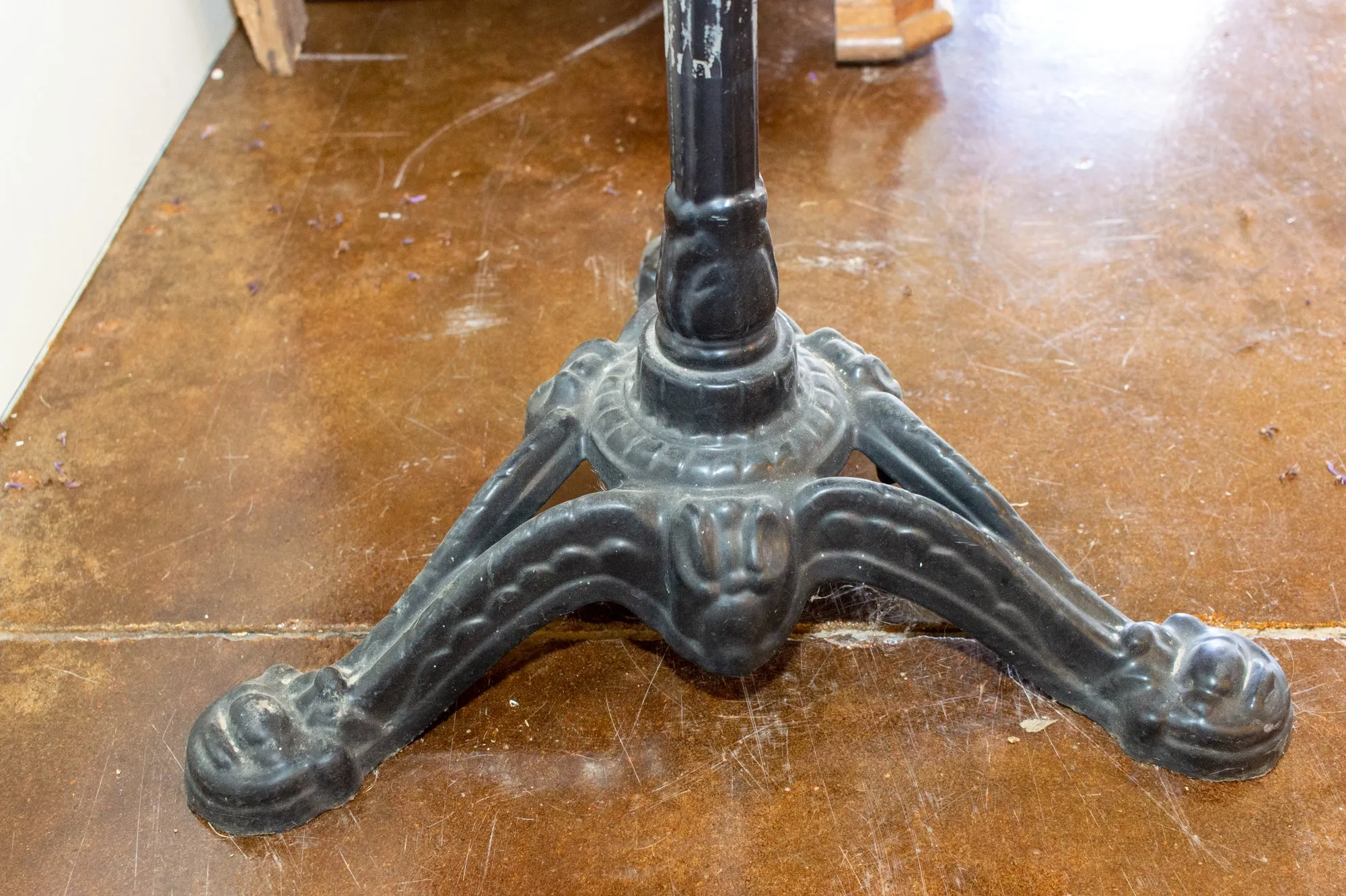 Vintage French Iron Base Bistro Tables with Square Fiberglass Faux "Stone" Top