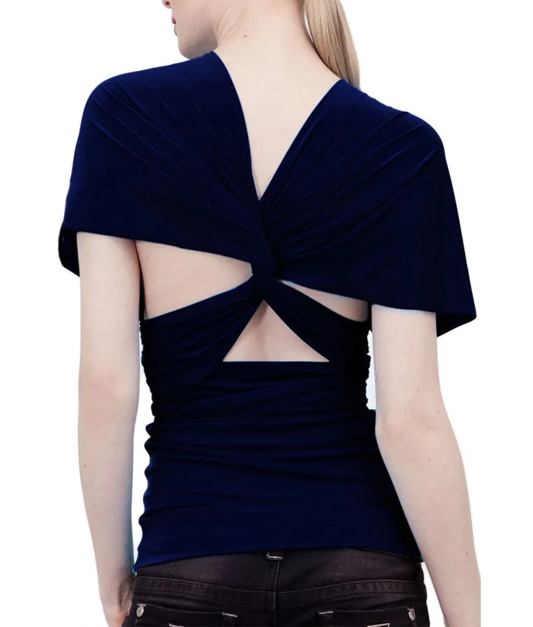 VON VONNI Women's Navy Transformer Wrap Top VVT001 NWT