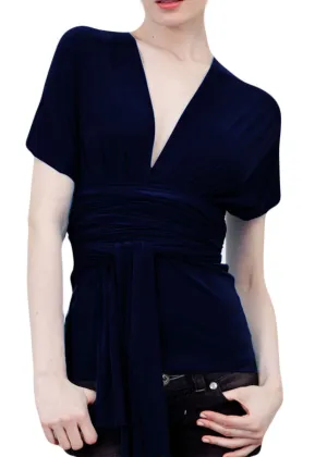 VON VONNI Women's Navy Transformer Wrap Top VVT001 NWT
