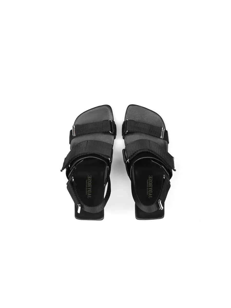 Wedge Heel Summer Slingback Sandal - Black