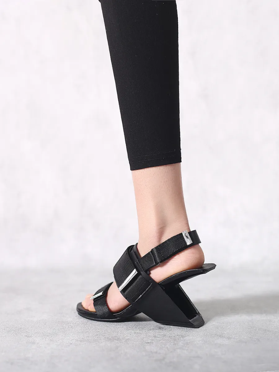 Wedge Heel Summer Slingback Sandal - Black