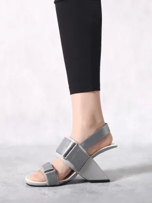 Wedge Heel Summer Slingback Sandal - Silver