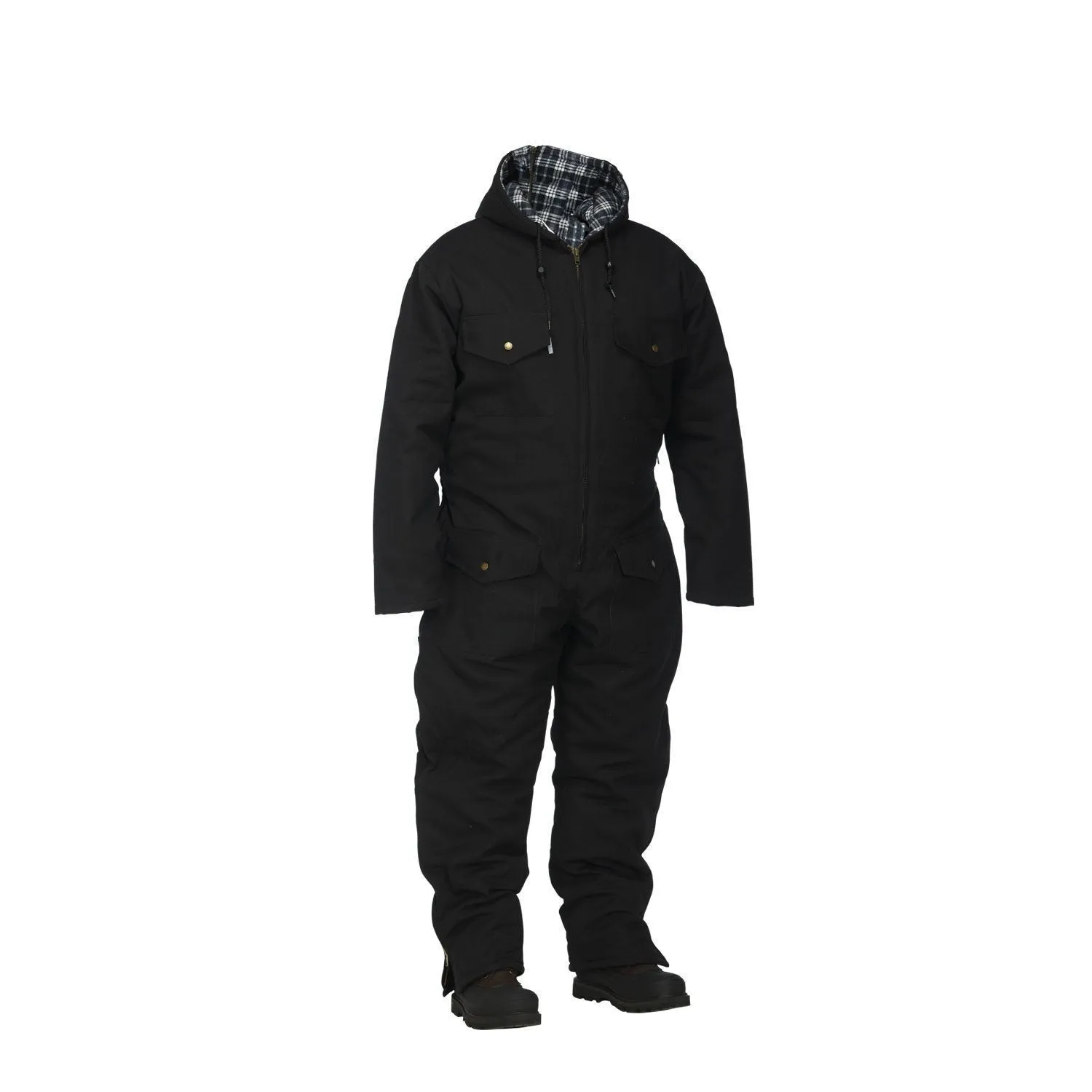 Winter Lined Black Cotton Canvas Coverall
