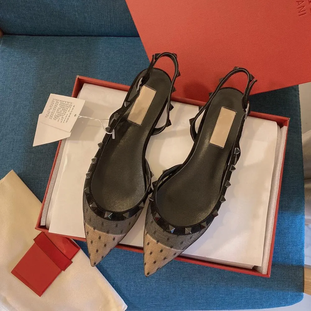 Women Rivet High Thin Heels Pointed Toes Sandals