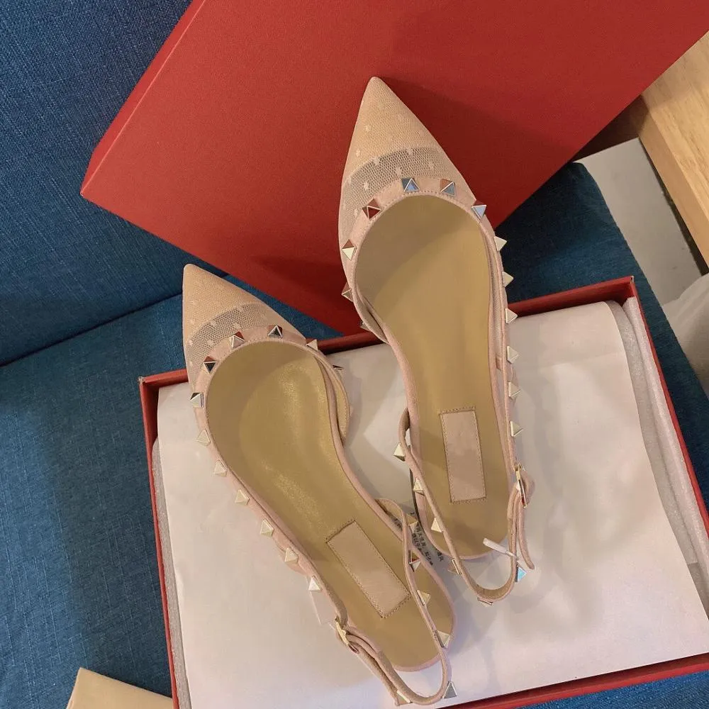 Women Rivet High Thin Heels Pointed Toes Sandals