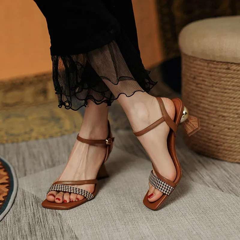 Women Sandals Cow Leather Back Strap Shoes