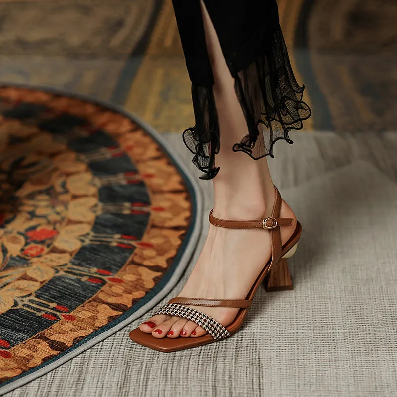 Women Sandals Cow Leather Back Strap Shoes