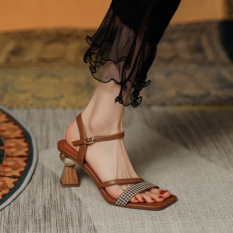 Women Sandals Cow Leather Back Strap Shoes