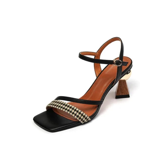 Women Sandals Cow Leather Back Strap Shoes