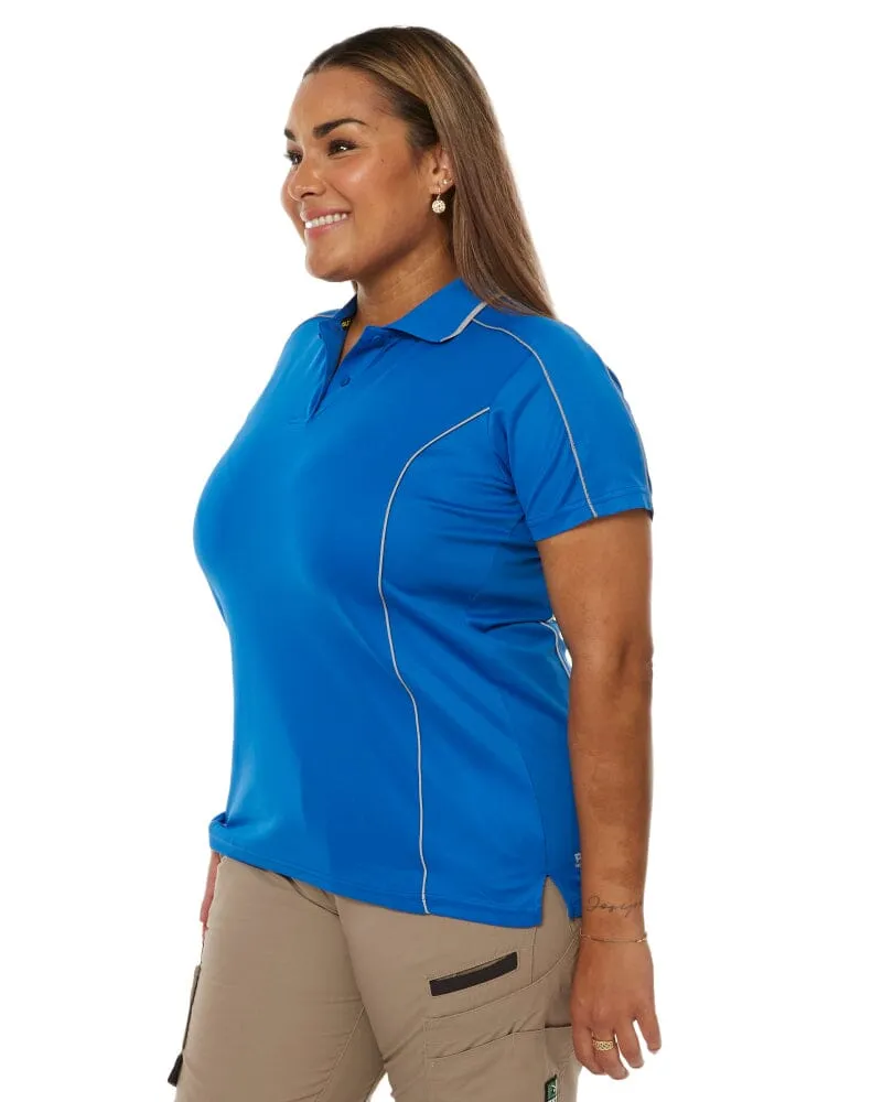 Womens Cool Mesh Polo Shirt With Reflective Piping - Royal