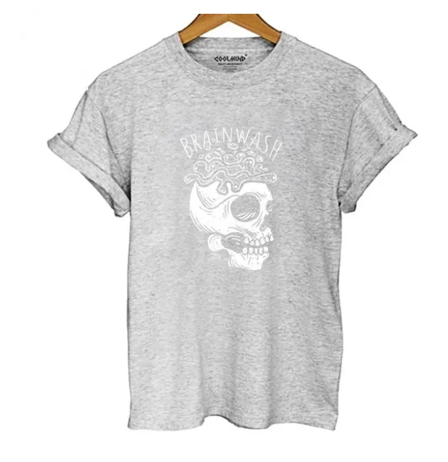 Womens Cool Mind 100% Cotton Skull Brainwash T shirt