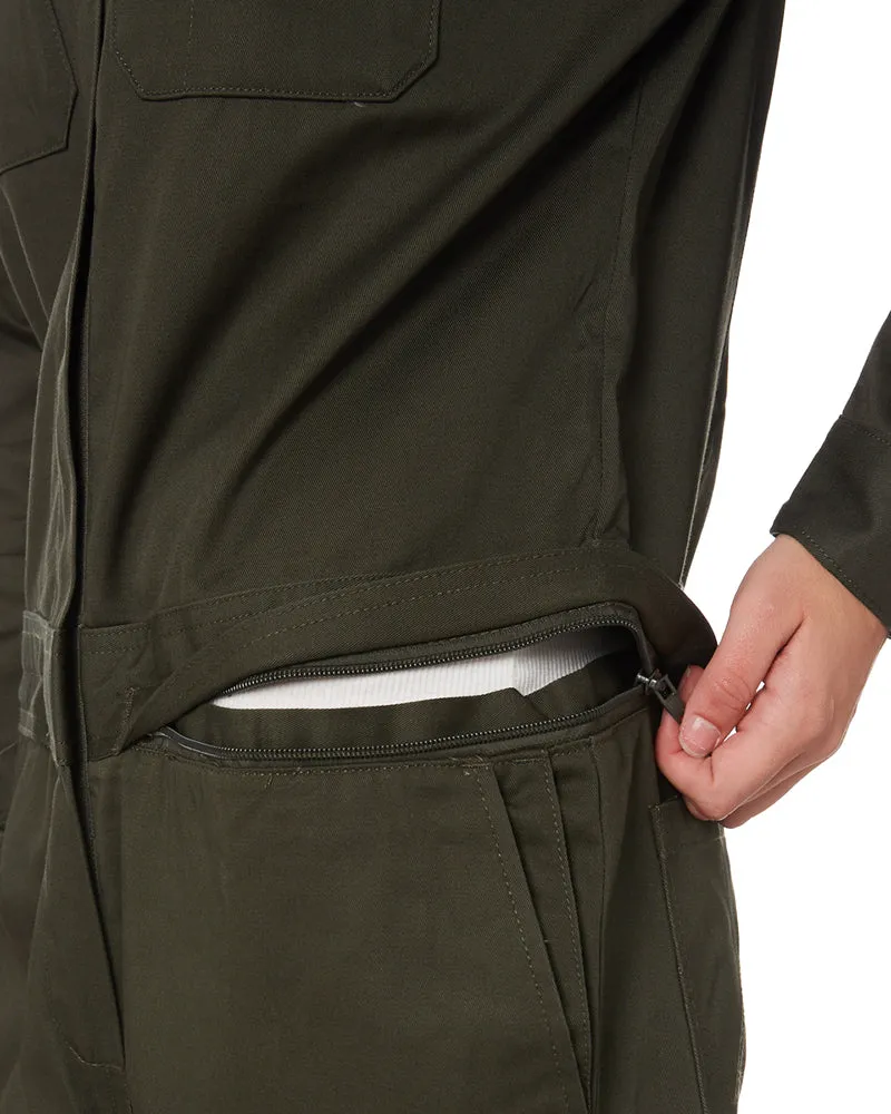 Womens Cotton Drill Coverall  - Olive