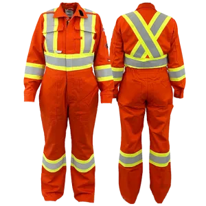 Women's Orange Atlas Guardian® FR/AR 4 Inch Striping Coveralls - By Atlas Workwear Style 1174OR