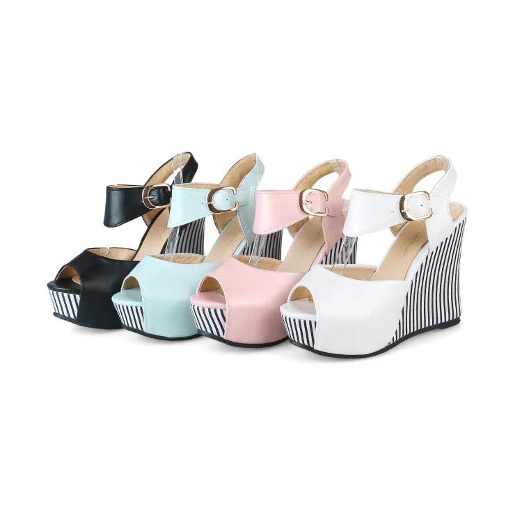 Women's Peep Toe Platform Wedges High Heel Sandals