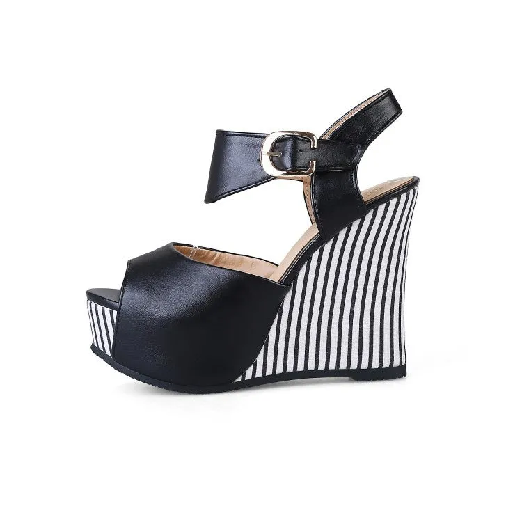 Women's Peep Toe Platform Wedges High Heel Sandals