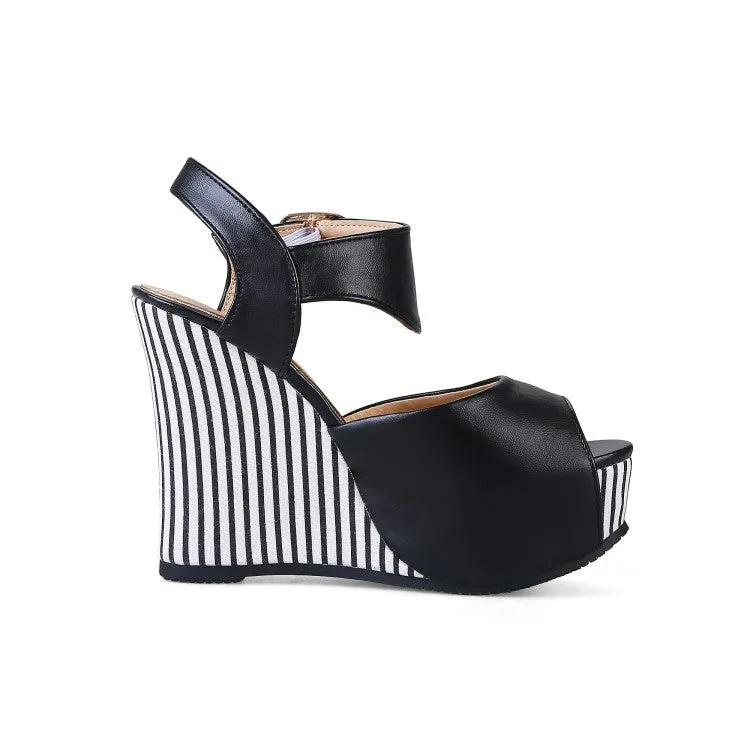 Women's Peep Toe Platform Wedges High Heel Sandals