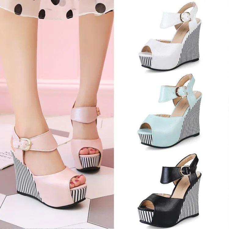 Women's Peep Toe Platform Wedges High Heel Sandals