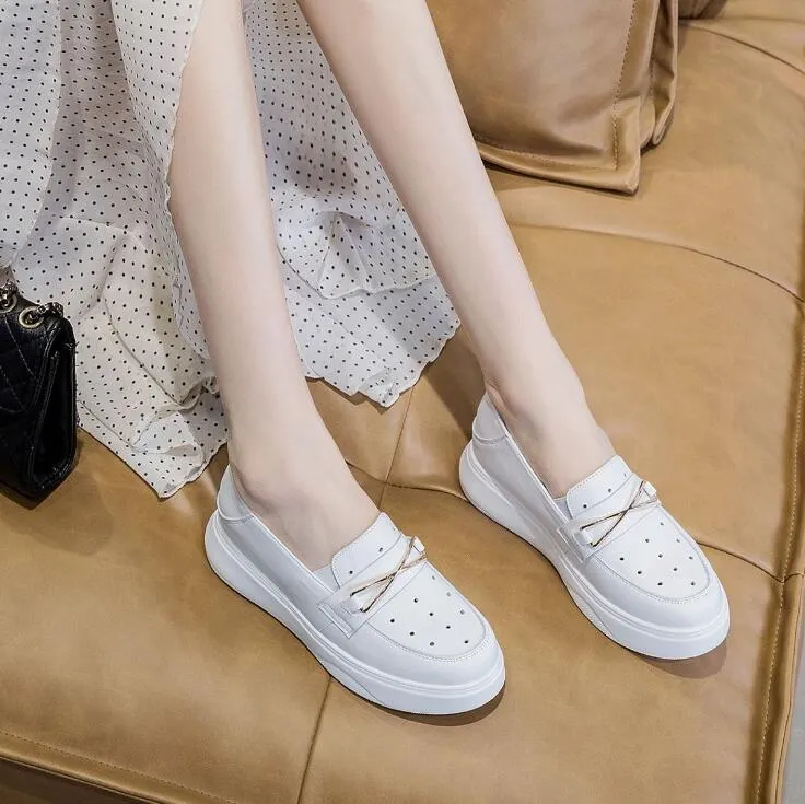 Women's Petite Size Slip On Leather Casual Shoes MS371