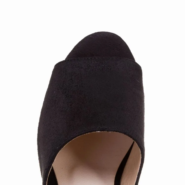 Women's Solid Color Suede Woven Wedge Heel Platform Sandals