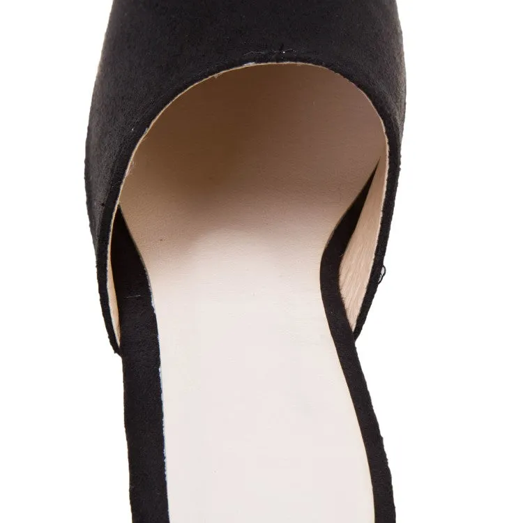 Women's Solid Color Suede Woven Wedge Heel Platform Sandals