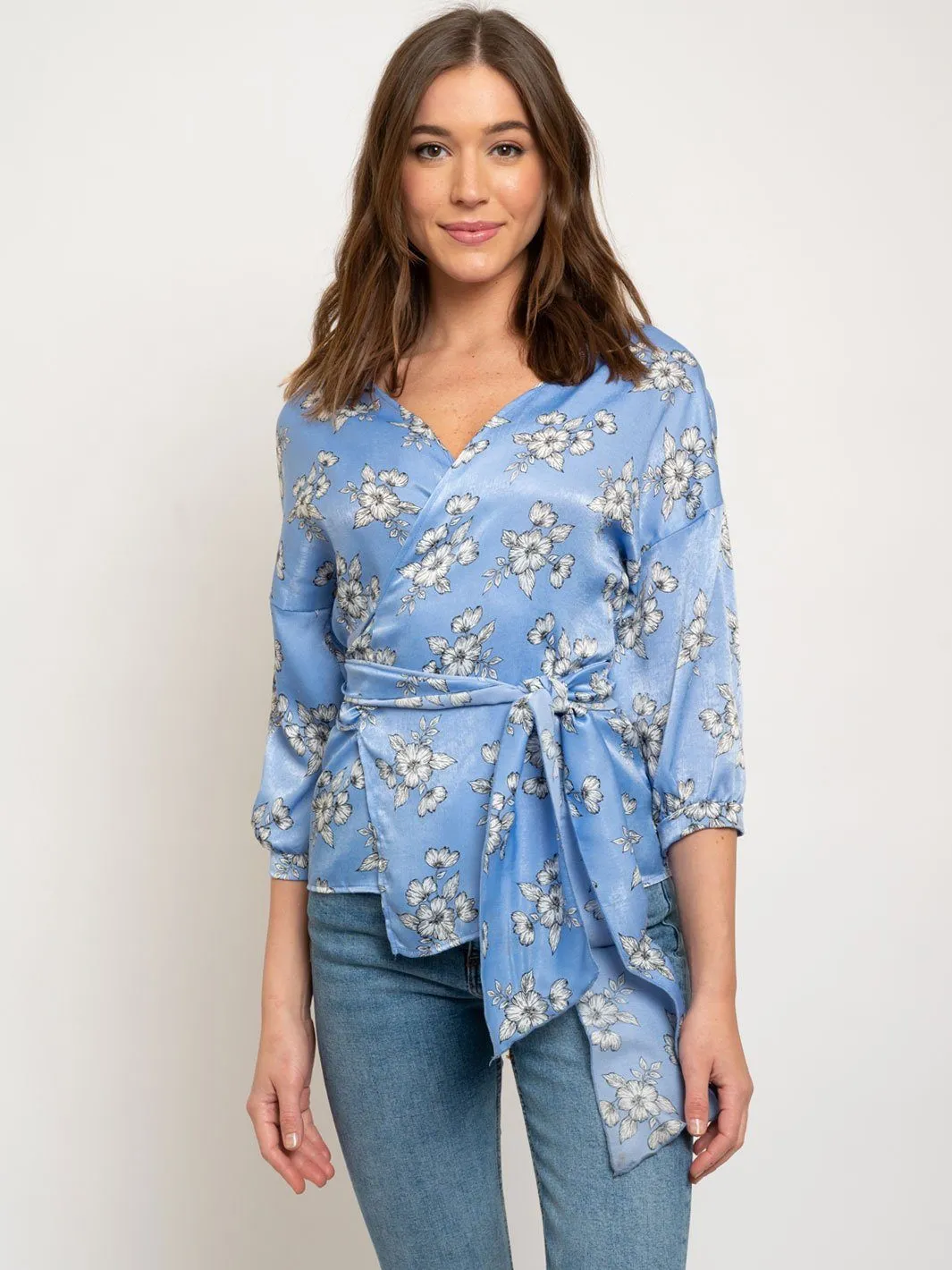 WOMEN'S WRAP FLORAL TOP