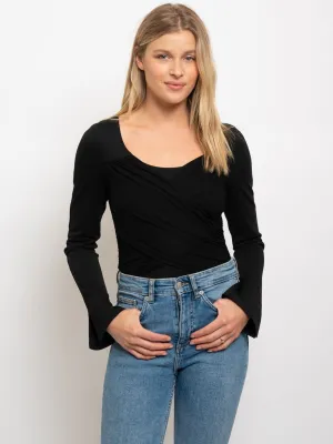 WOMEN'S WRAP FRONT DETAIL BODYSUIT