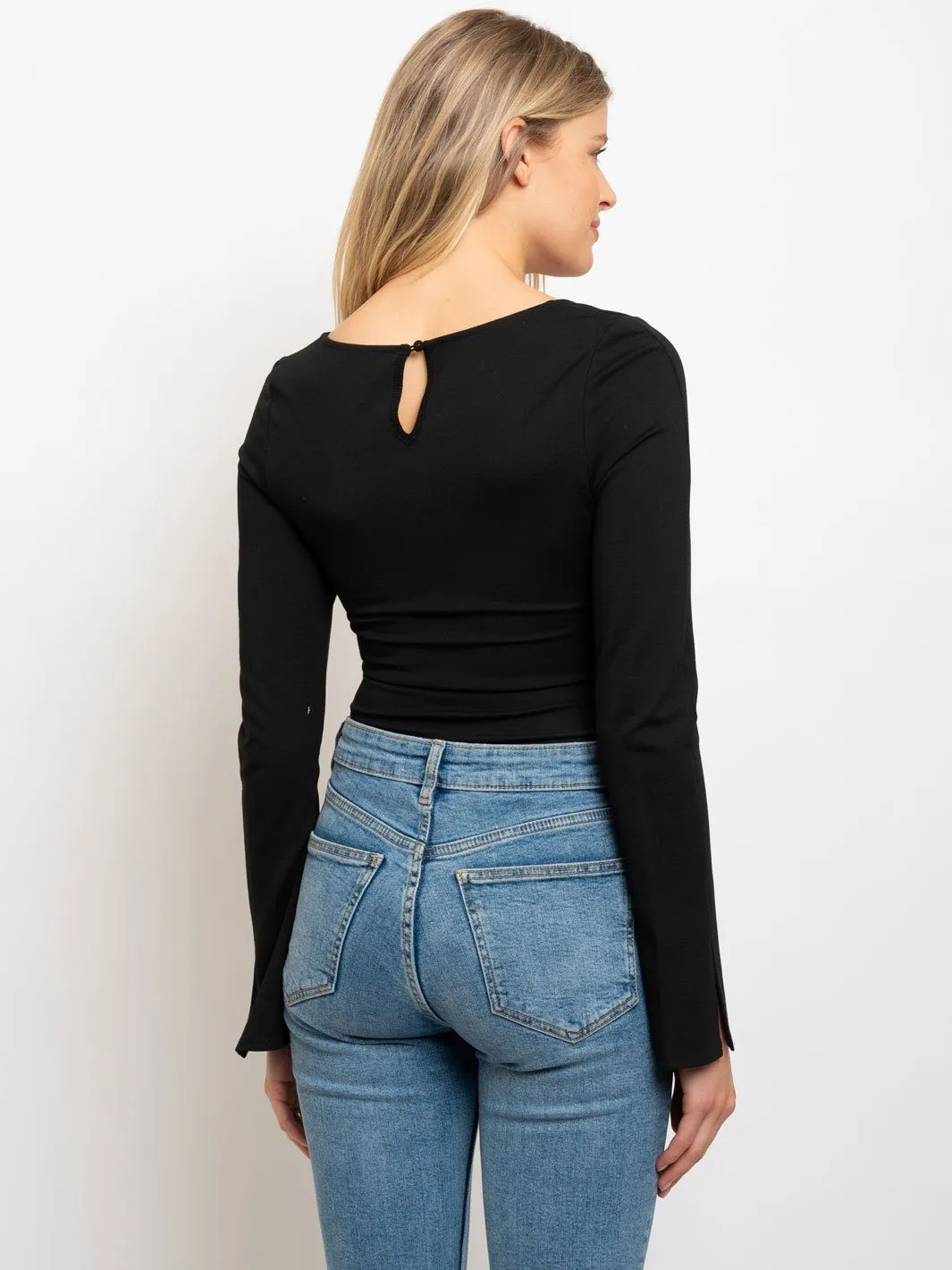 WOMEN'S WRAP FRONT DETAIL BODYSUIT