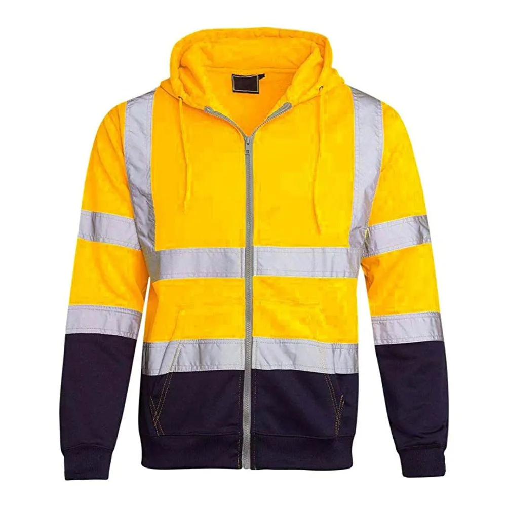 Workwear Hi Vis Jacket Hooded Zipper
