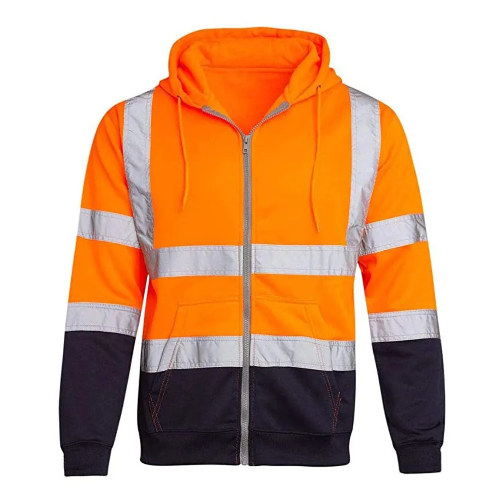 Workwear Hi Vis Jacket Hooded Zipper