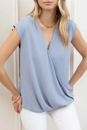 Wrap Drape Sleeveless Blouse
