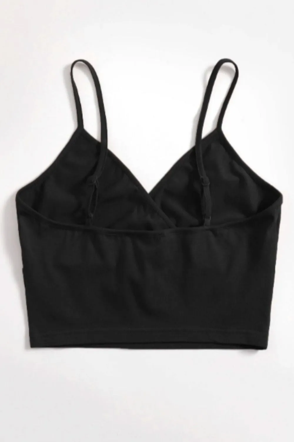 Wrap Neck Crop Top Black