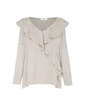 Wrap Ruffle Splice Top- String