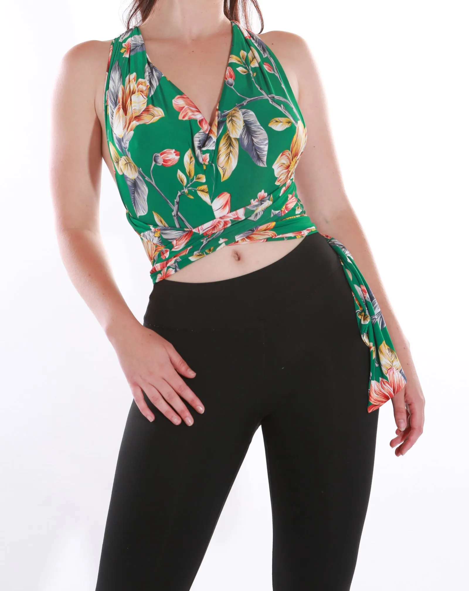 Wrap top - Halterneck Freesize- Green Lilly