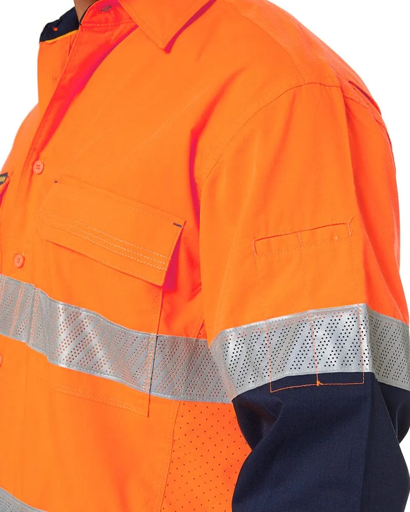 X Airflow Hi Vis Taped Stretch Ripstop Shirt  - Orange/Navy