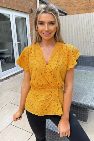 Yellow Polka Dot Wrap Over Top