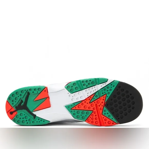 Youth Size 7.5 (Euro Sz 40.5) Jordan 7 Retro GS Sneakers Verde/White/Red/Green