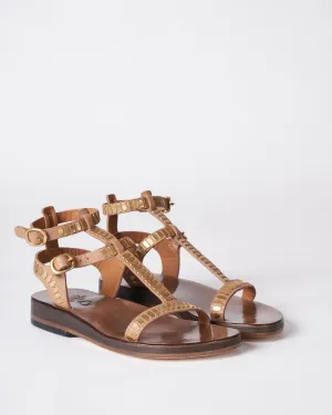 zeta gladiator strap sandal - natural nappa